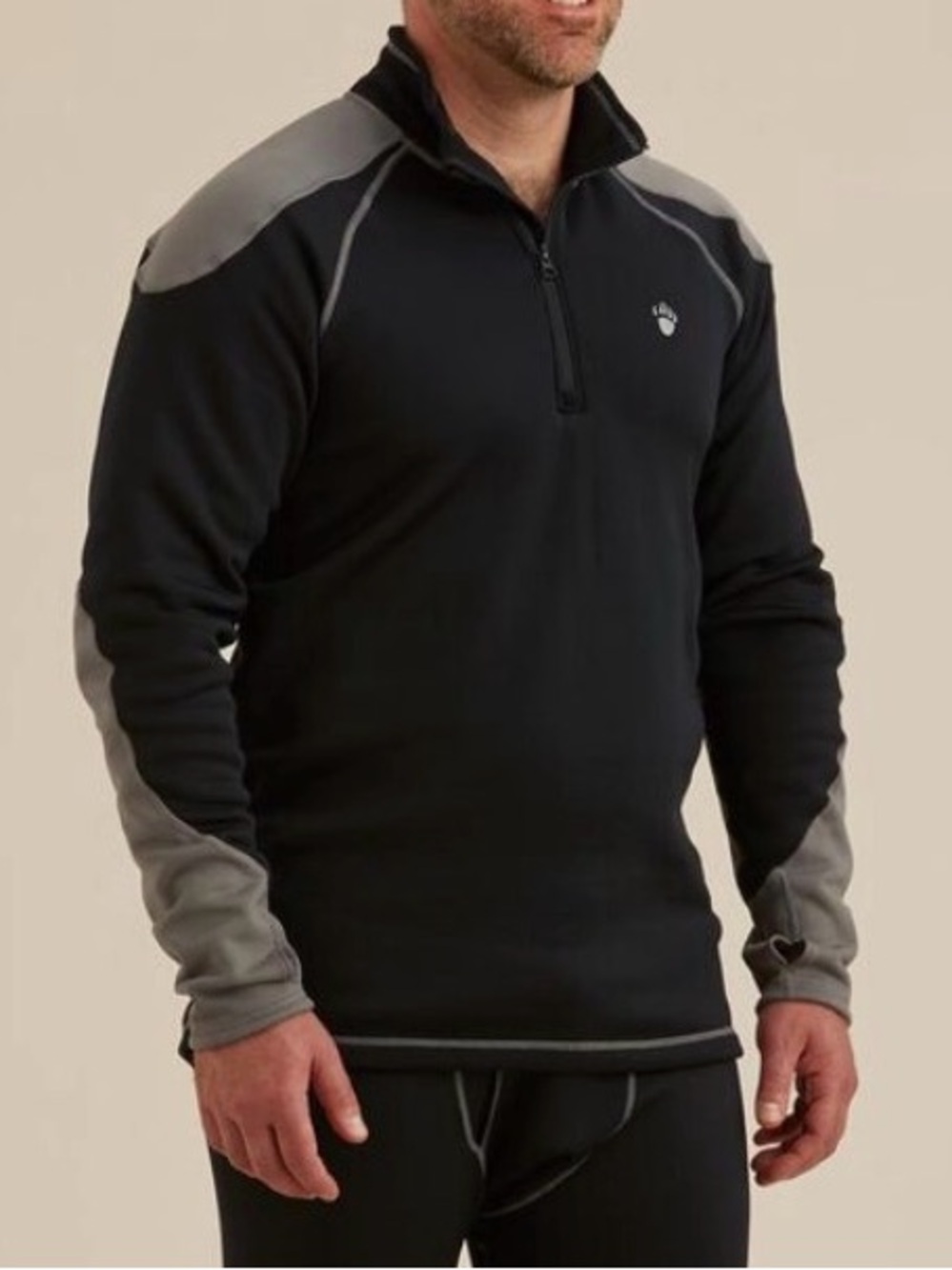 Duluth’s Men's AKHG Polartec 1/4 Zip Black Sweater (L)